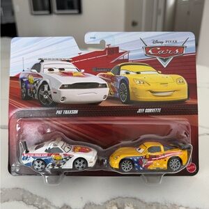 Disney Pixar Cars Pat Traxson & Jeff Corvette 1:55 Diecast NWT